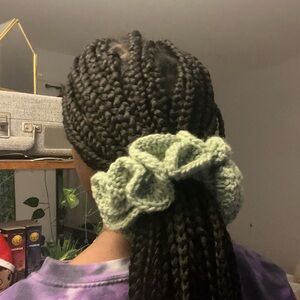 Sage Green Jumbo Crochet Scrunchie